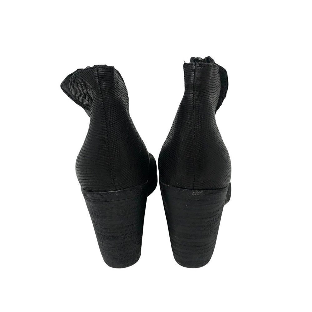 Eileen Fisher Womens Ankle Booties Black Leather Block Heel Peep Toe Zip 7.5 - Picture 4 of 8